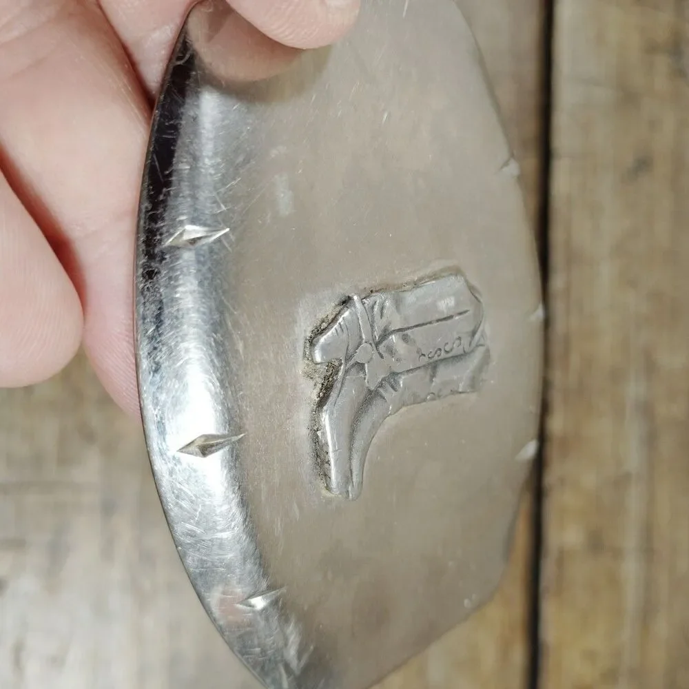 Vintage Belt Buckle Metal Cowboy Boots Rodeo Western Horse Spur Silver Tone